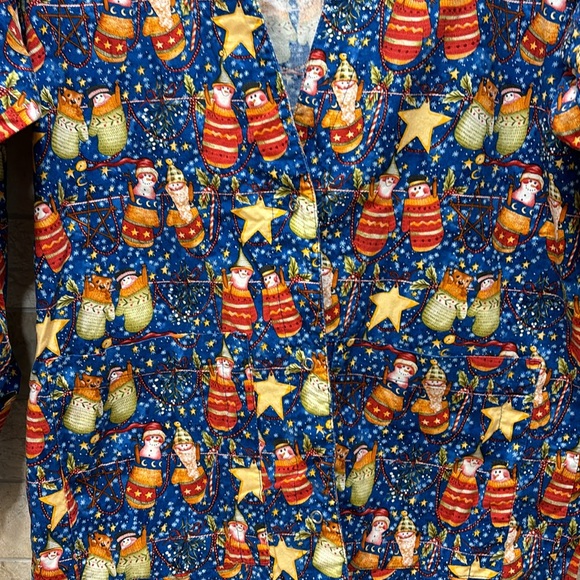 Holiday Medical Scrub Top and Matching Jacket Set Size Medium 100% Cotton - Picture 8 of 10